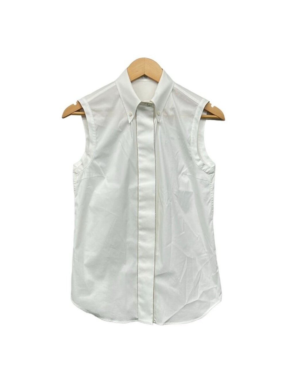 Brunello Cucinelli Sleeveless Shirt Blouse White Gold S